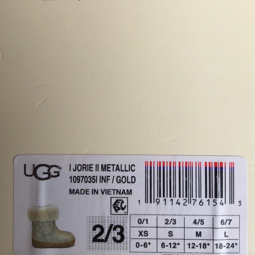 Ugg baby metallic leather boots size 2/3